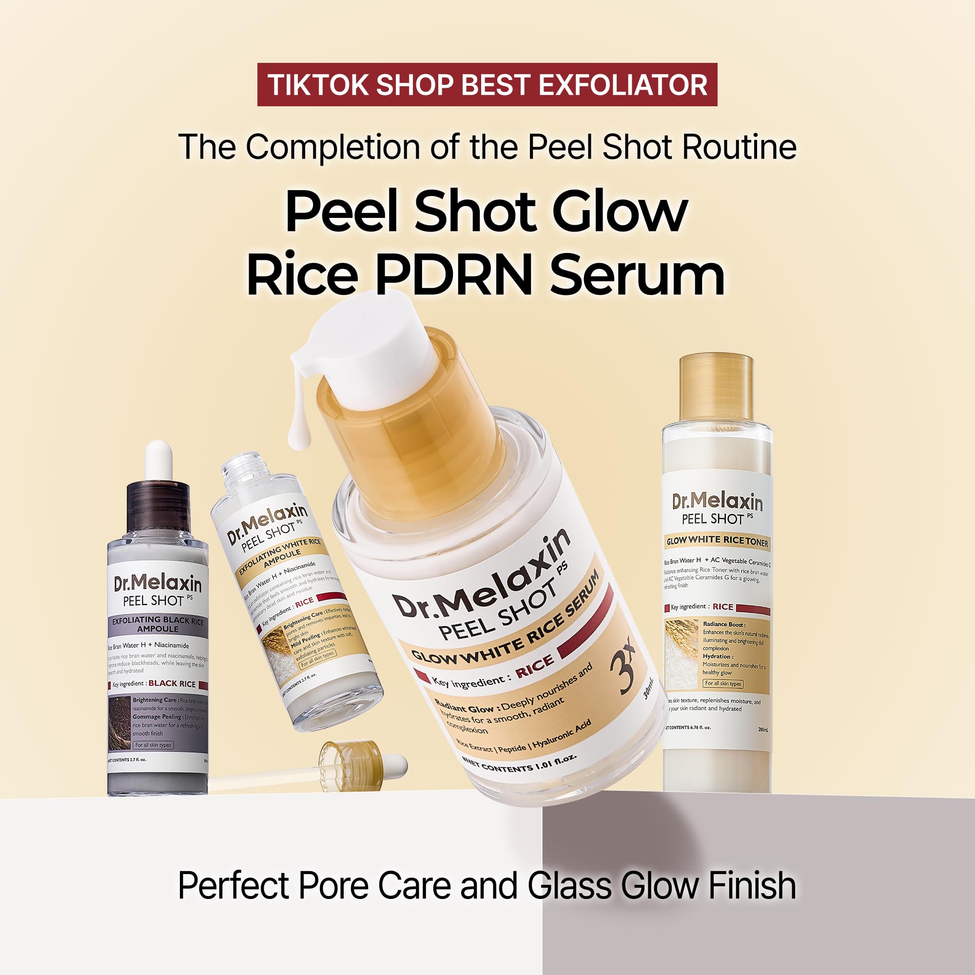 Dr.Melaxin serum texture close-up ready for daily hydration.