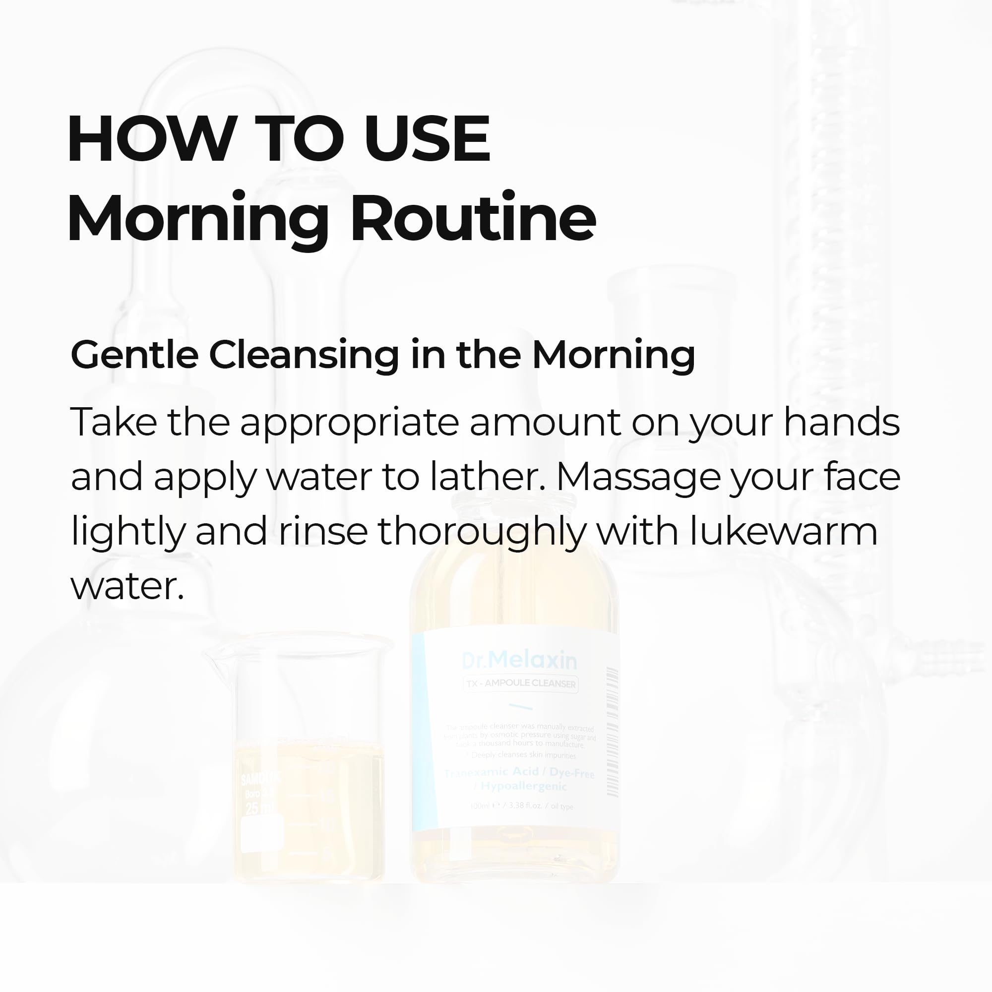 Dr.Melaxin TX Ampoule Cleanser dropper bottle detail.