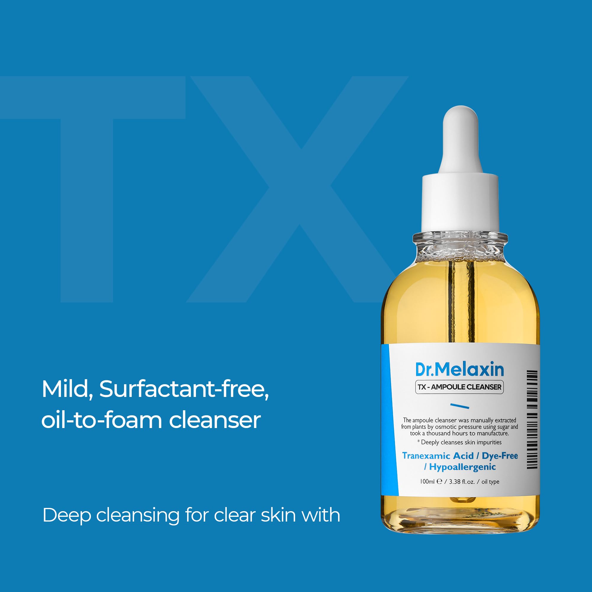 Dr.Melaxin TX Ampoule Cleanser foam rinse close-up.
