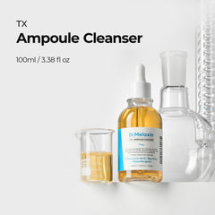 Dr.Melaxin TX Ampoule Cleanser oil-to-foam texture visual for gentle cleansing.