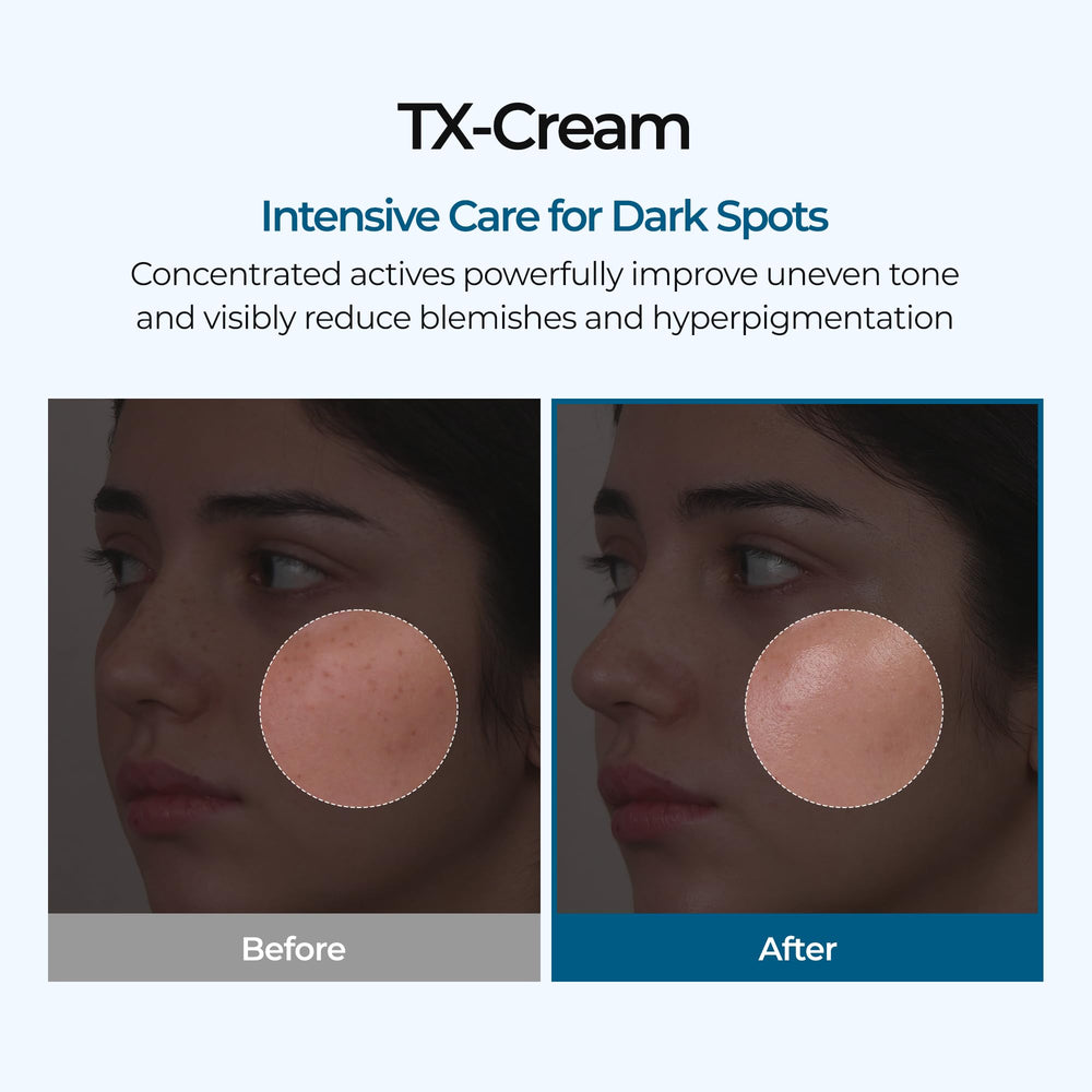 Dr.Melaxin TX Cream texture swirl shows a creamy, hydrating formula.