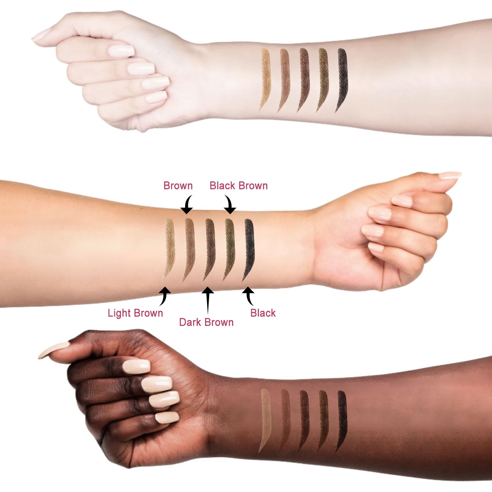 DRMODE brow swatch in medium brown shows color match