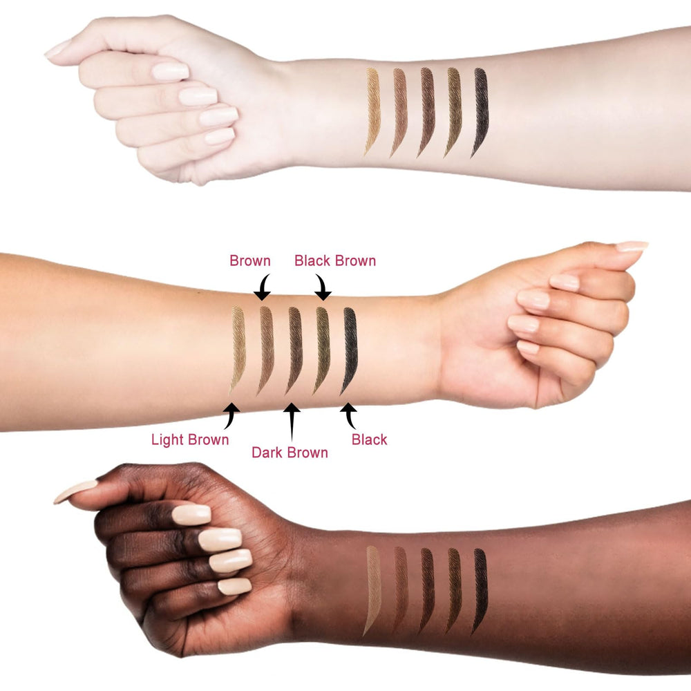 DRMODE brow swatch in medium brown shows color match