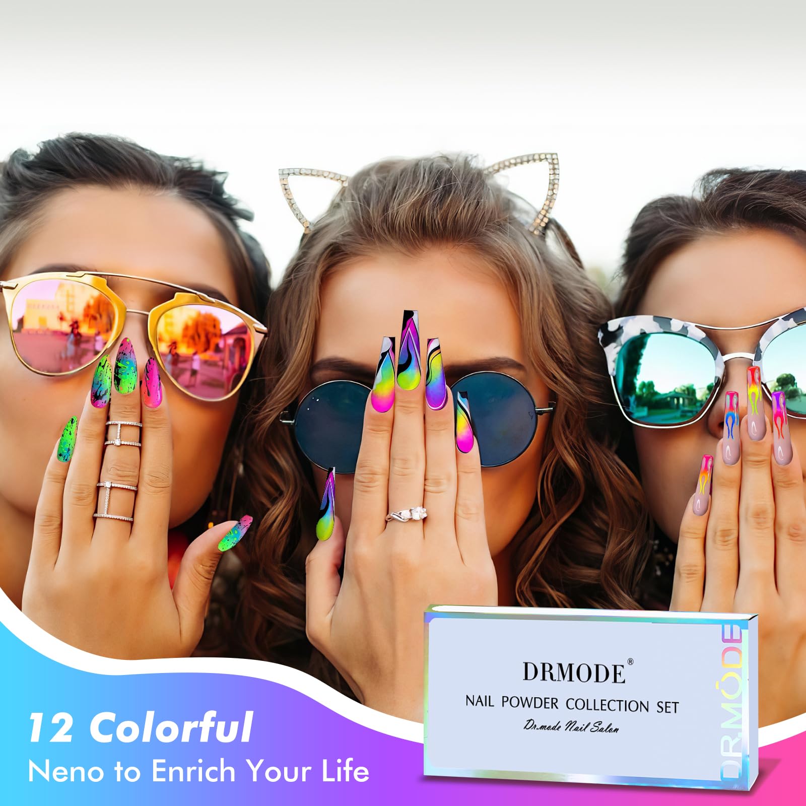 DRMODE Neno Neon pigment powder for eyeshadow, delivers bright color payoff.