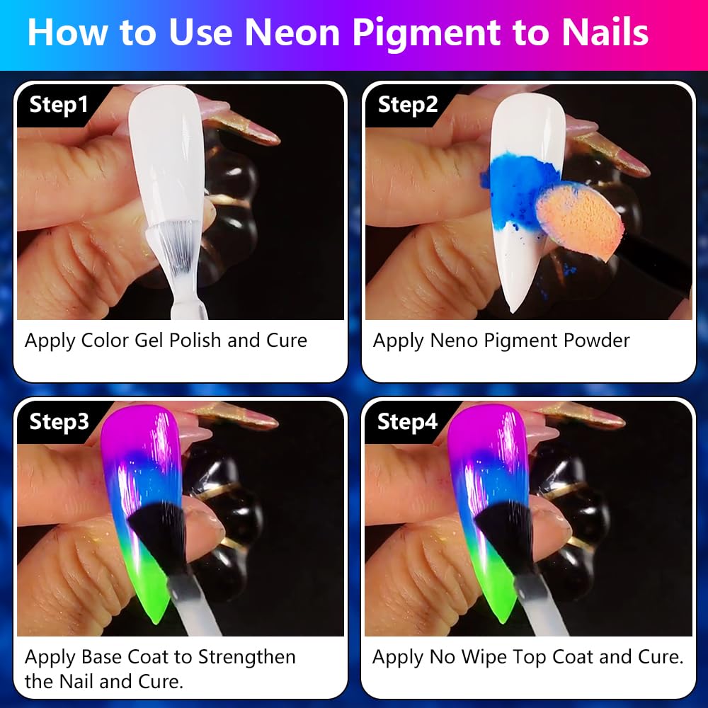 DRMODE Neno Neon pigment powder for Halloween looks, quick shimmer for festive nails.