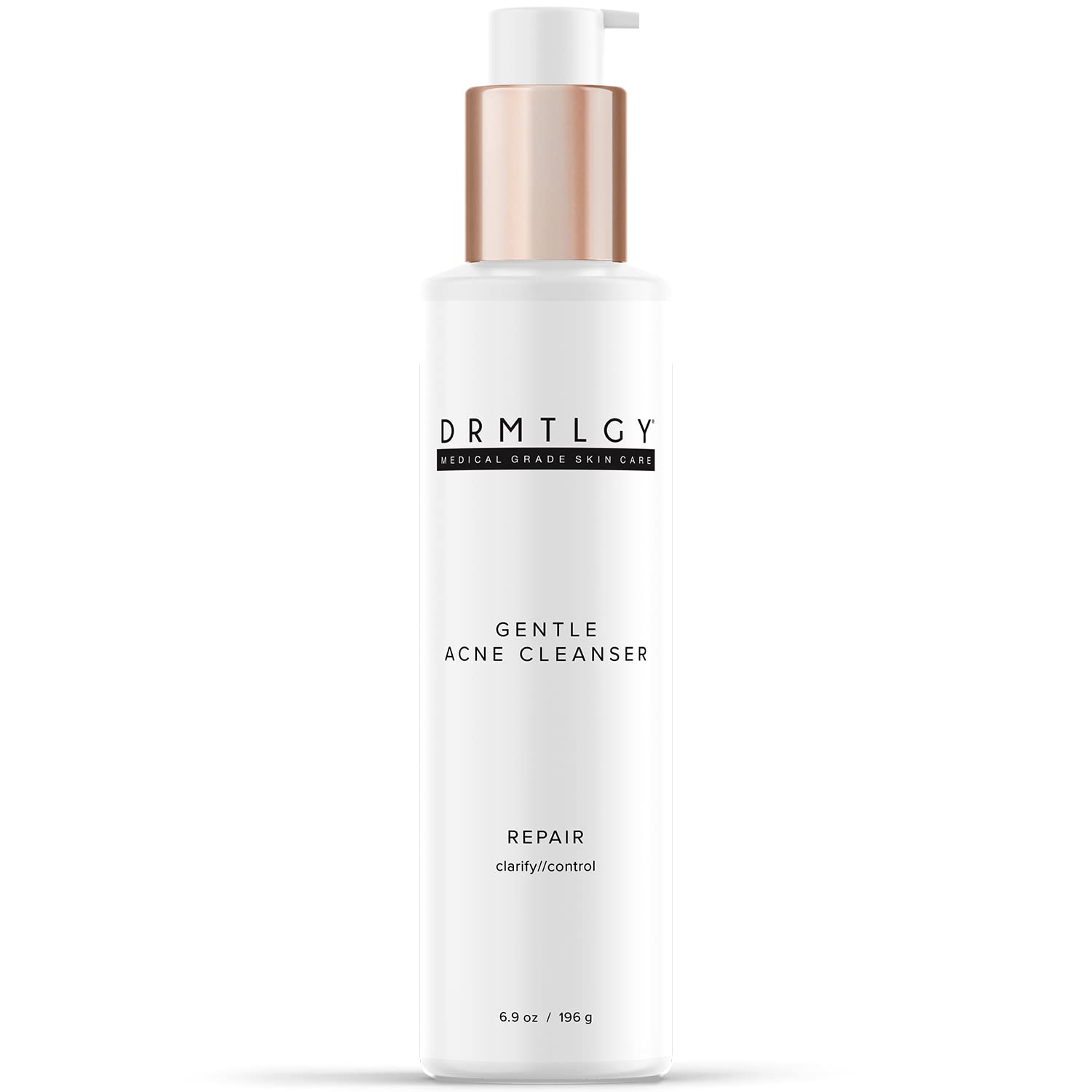 DRMTLGY Acne Cleanser bottle front view showing oil-free formula for clearer skin