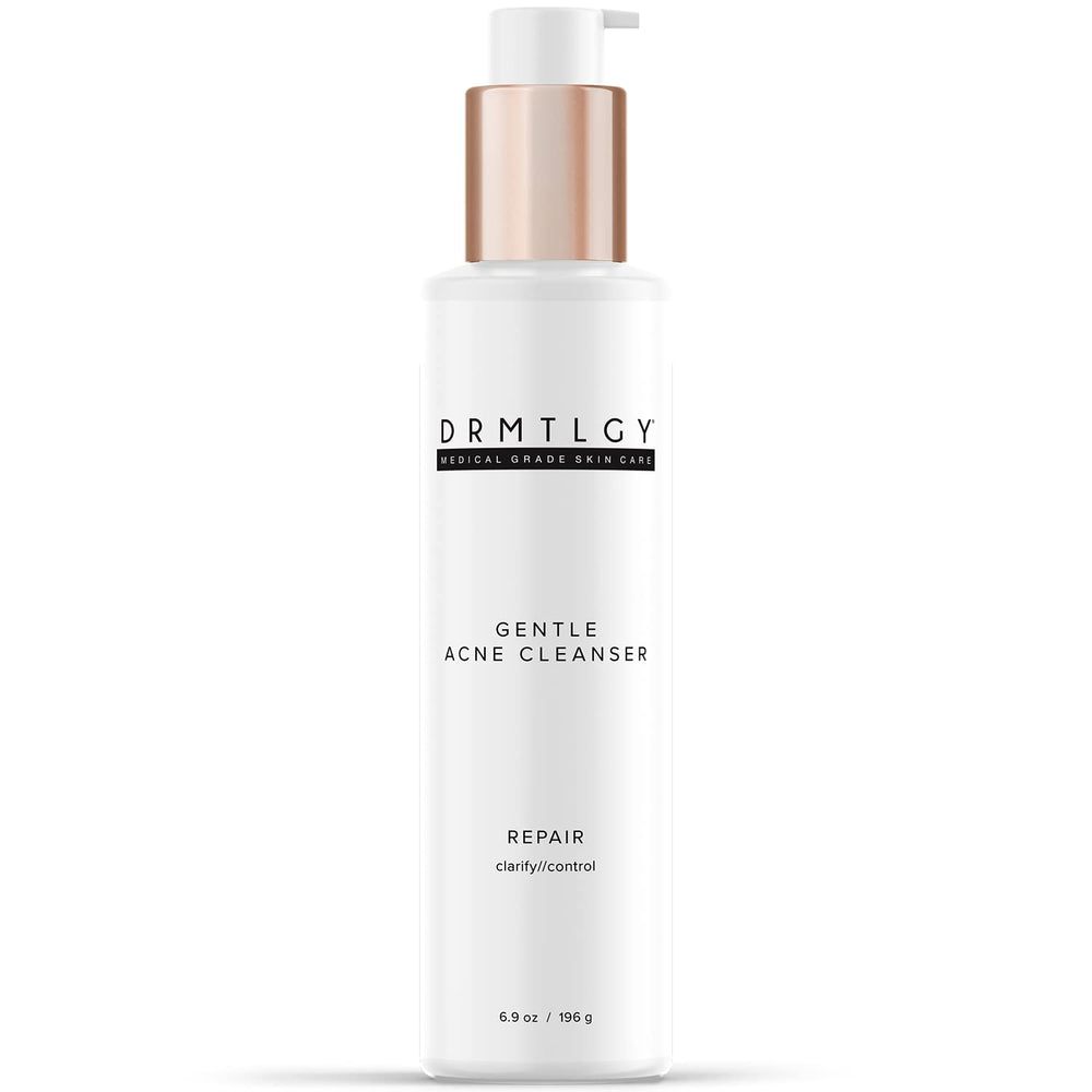 DRMTLGY Acne Cleanser bottle front view showing oil-free formula for clearer skin