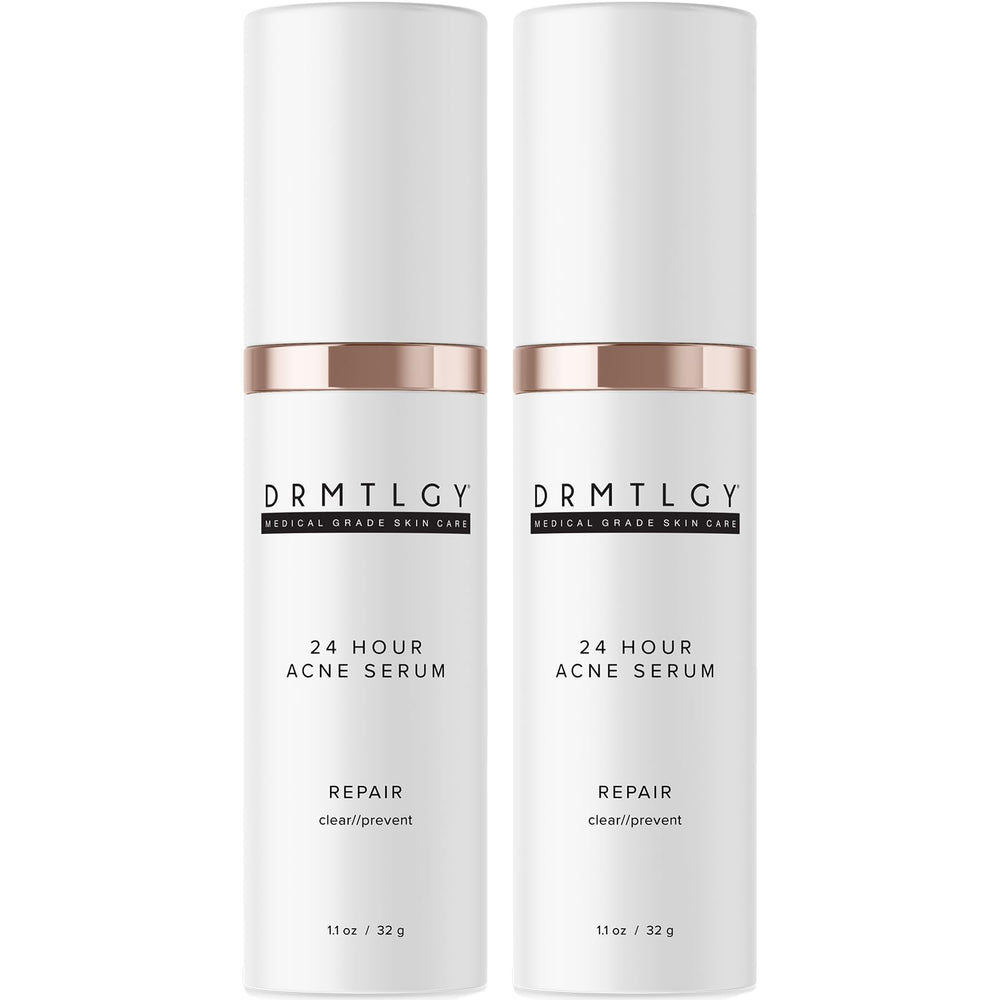 DRMTLGY acne spot treatment bottle targets blemishes for quick relief.