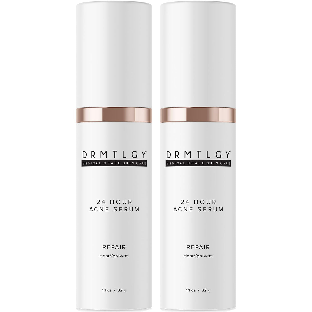 DRMTLGY acne spot treatment bottle targets blemishes for quick relief.