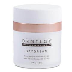 DRMTLGY Day Dream sunscreen bottle showing mineral SPF 40 for daily protection