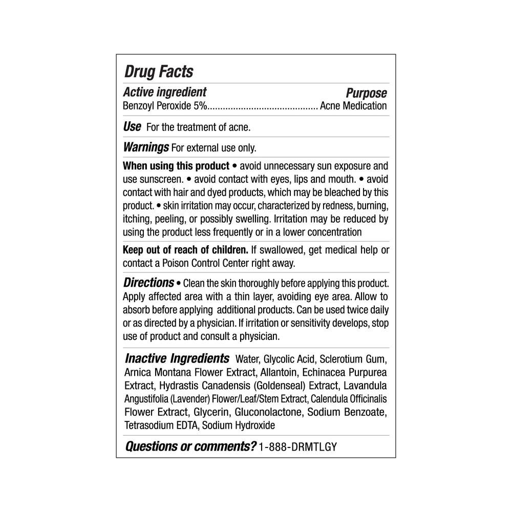 Dermatologist-recommended DRMTLGY badge visible on packaging.