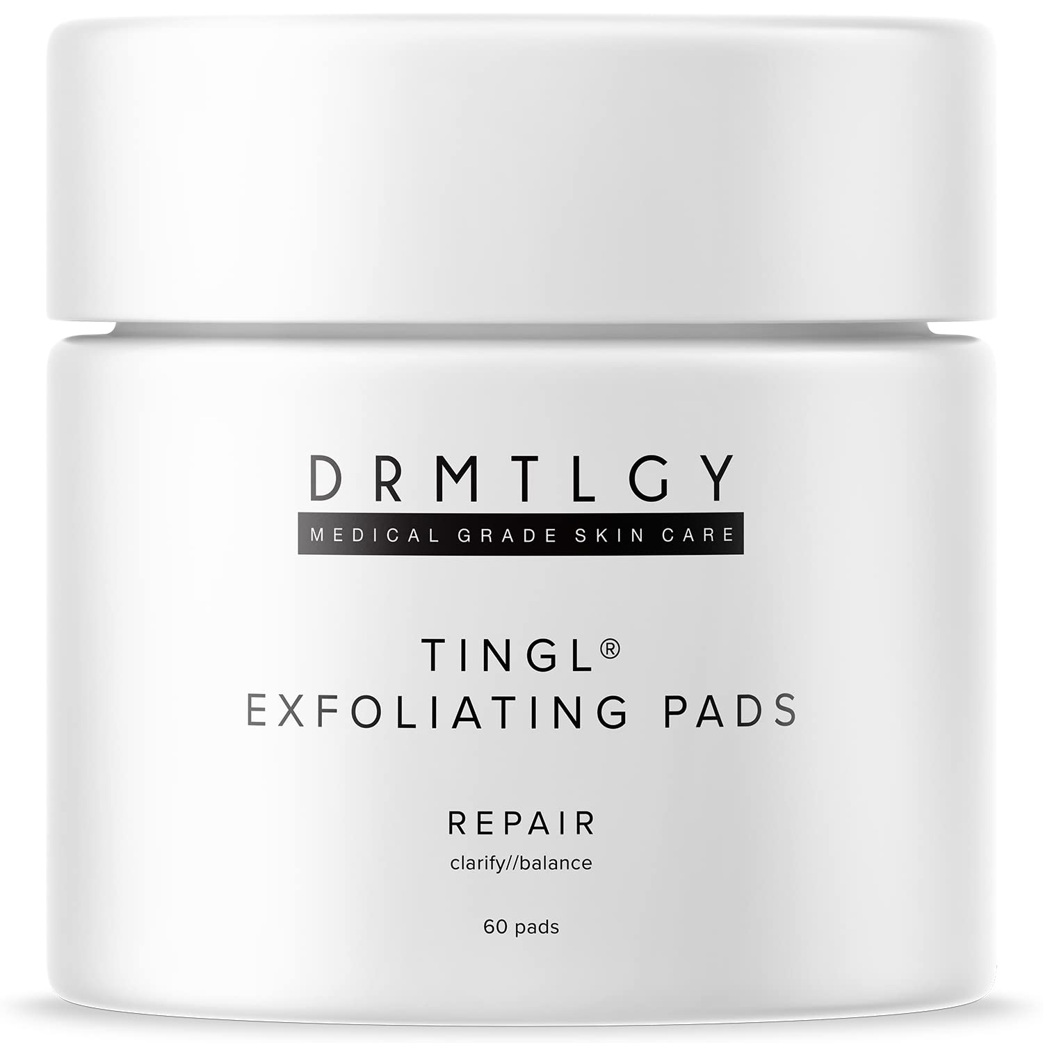 DRMTLGY Tingl Exfoliating Pads pack shown for daily renewal and oil control.