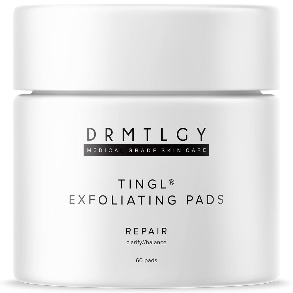 DRMTLGY Tingl Exfoliating Pads pack shown for daily renewal and oil control.