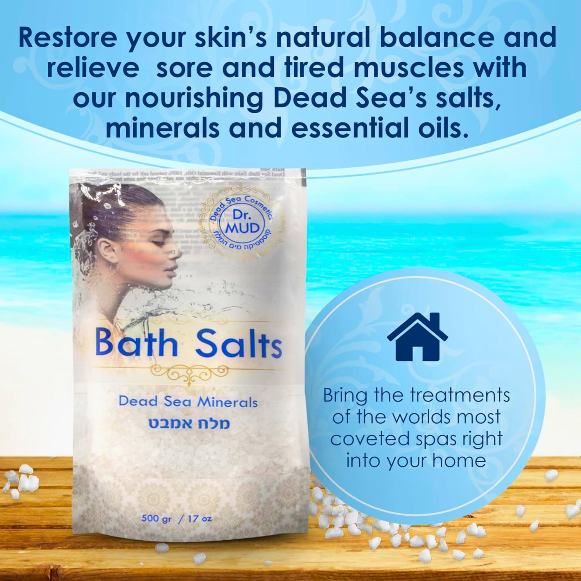  DR.MUD Dead Sea Salt with vanilla fragrance in bottle for aromatherapy bath