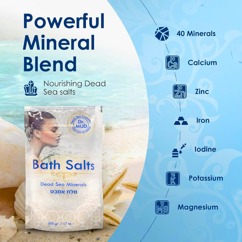Close-up of DR.MUD Dead Sea Salt with Green Apple fragrance.