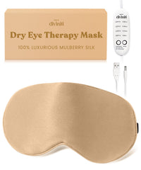 Drop of Diviniti heated eye mask front view, soft silk exterior for gentle eye comfort.