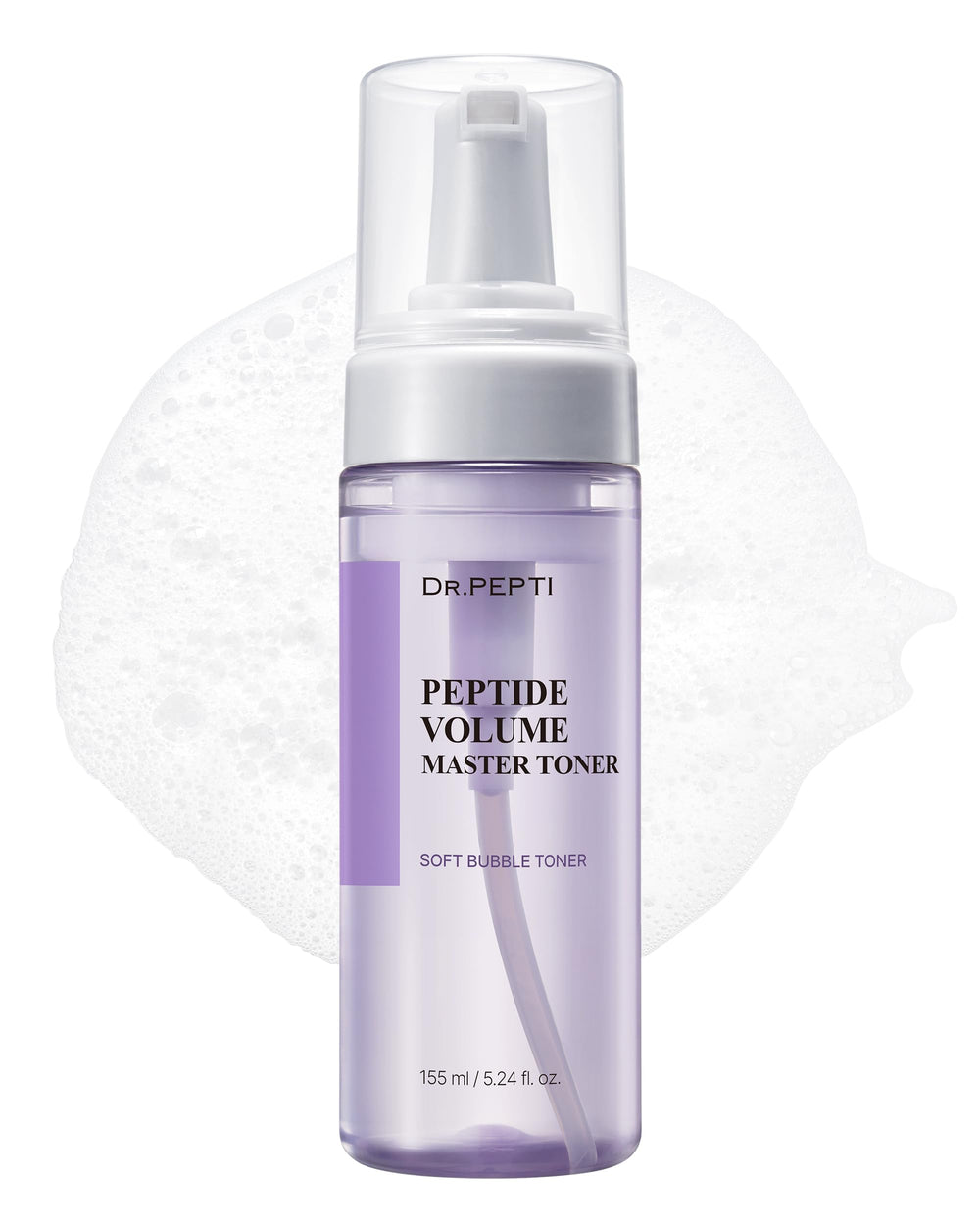 DR.PEPTI Volume Master Toner bottle promotes even absorption for refreshed skin.