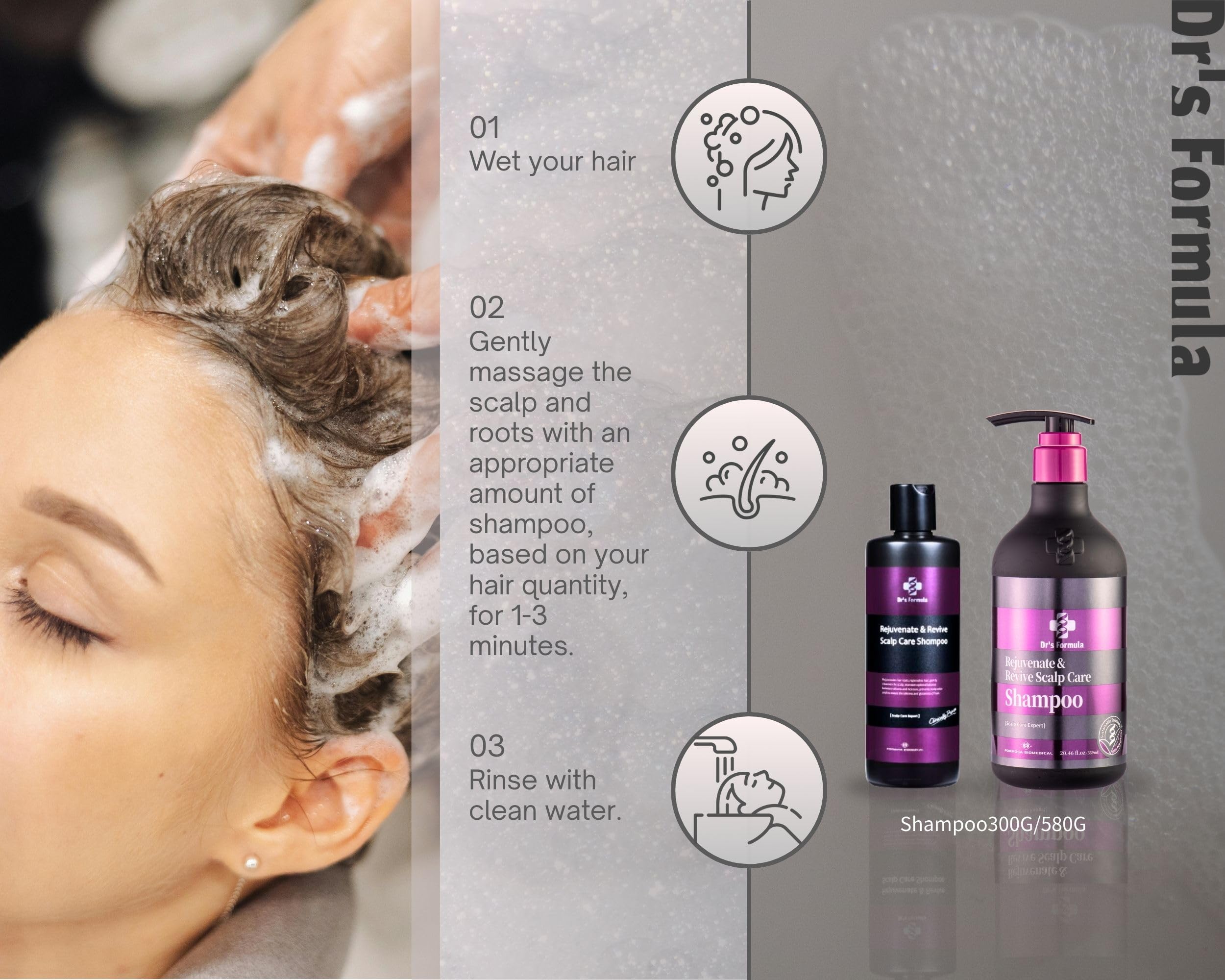 Hair after use showing increased fullness with Dr's Formula