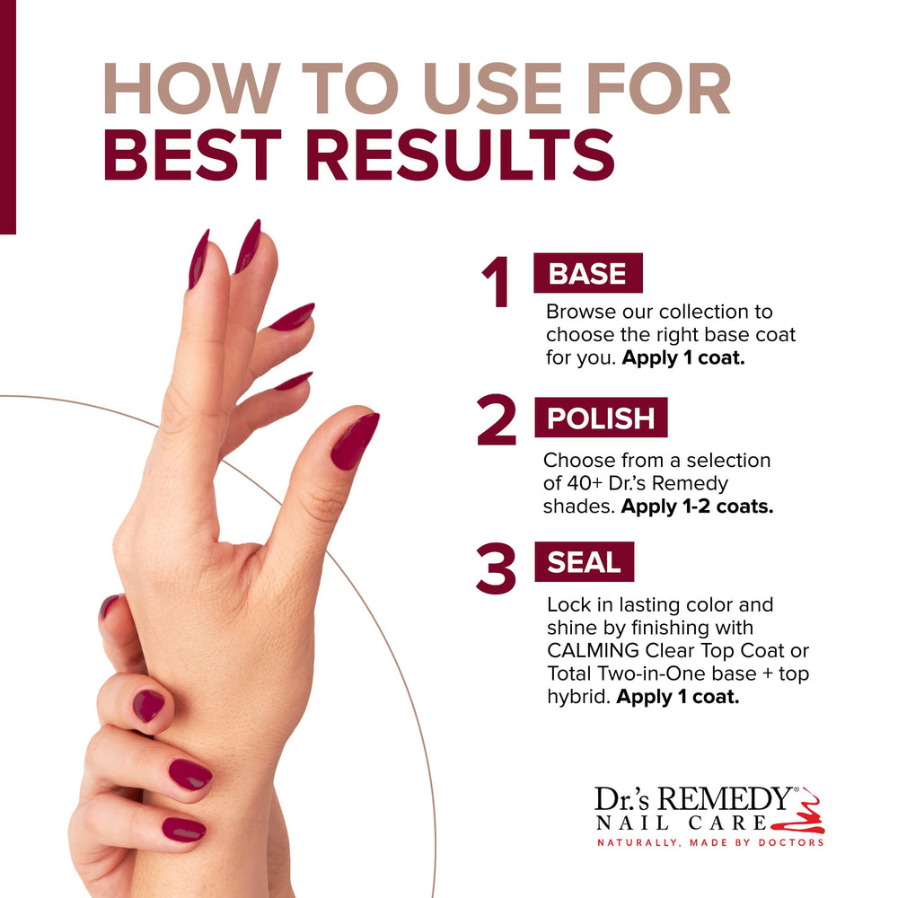 Base coat and top coat pairing with Dr.'s Remedy Enriched Nail Polish for lasting protection.