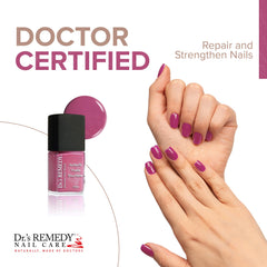 Close-up of brush applying Dr.'s Remedy Enriched Nail Polish for precise coats.