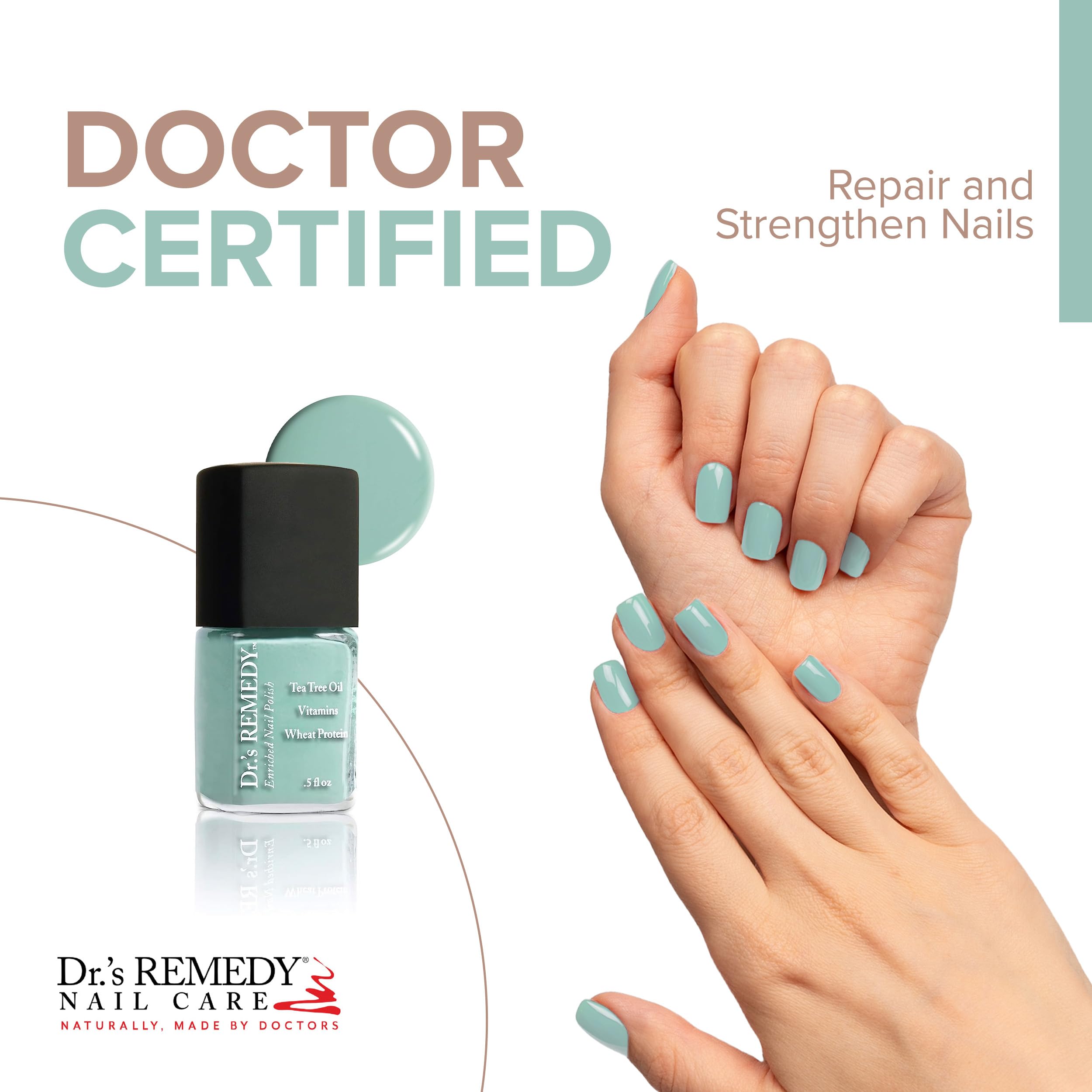 Dr.'s Remedy Enriched Nail Polish brush close-up highlights smooth application.