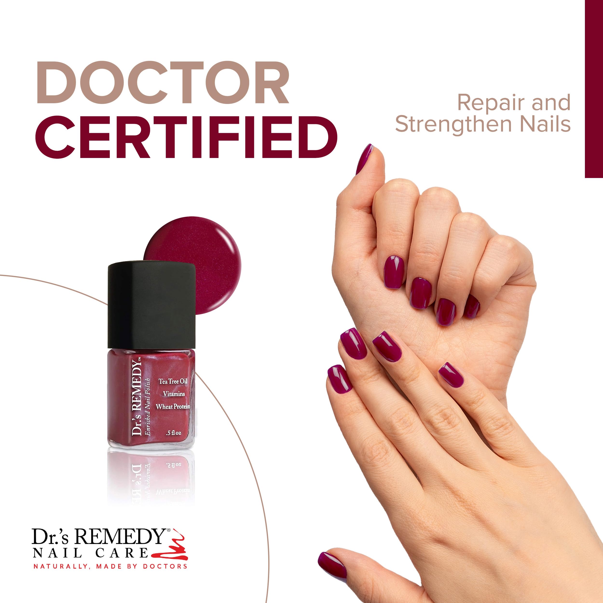 Dr.'s Remedy Enriched Nail Polish brush applies precise, smooth coverage.