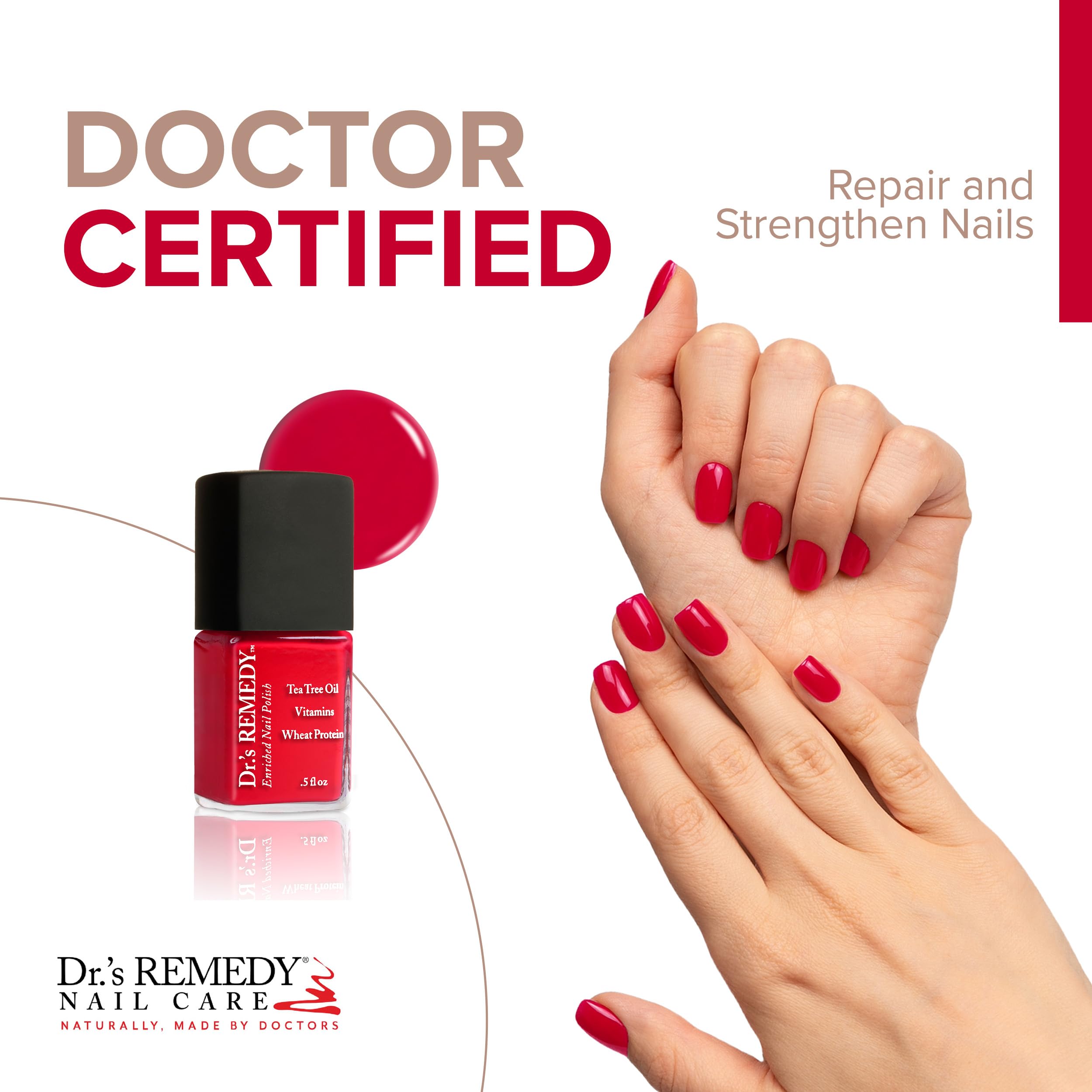 Dr.'s Remedy Enriched Nail Polish Clarity Coral bottle side view highlighting design