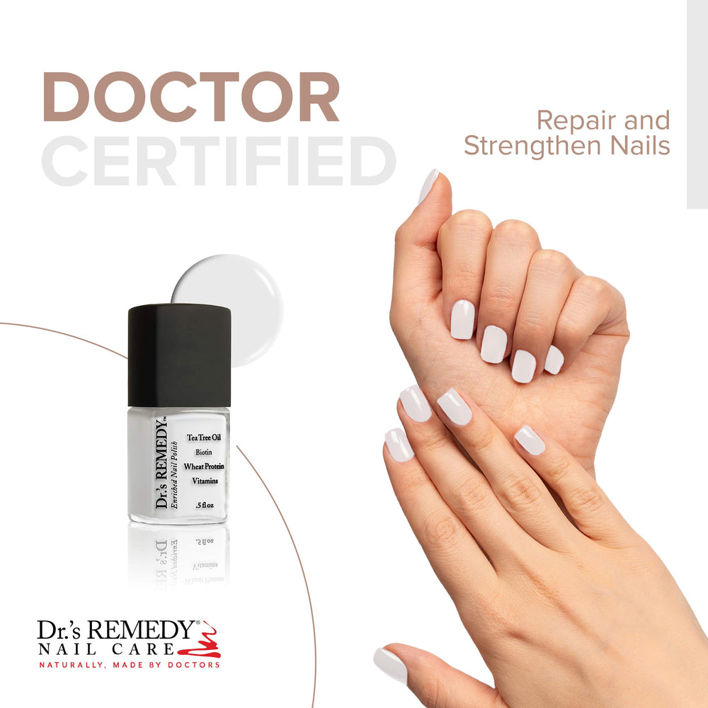 Dr.'s Remedy Enriched Nail Polish Classic Cloud brush applying even coverage