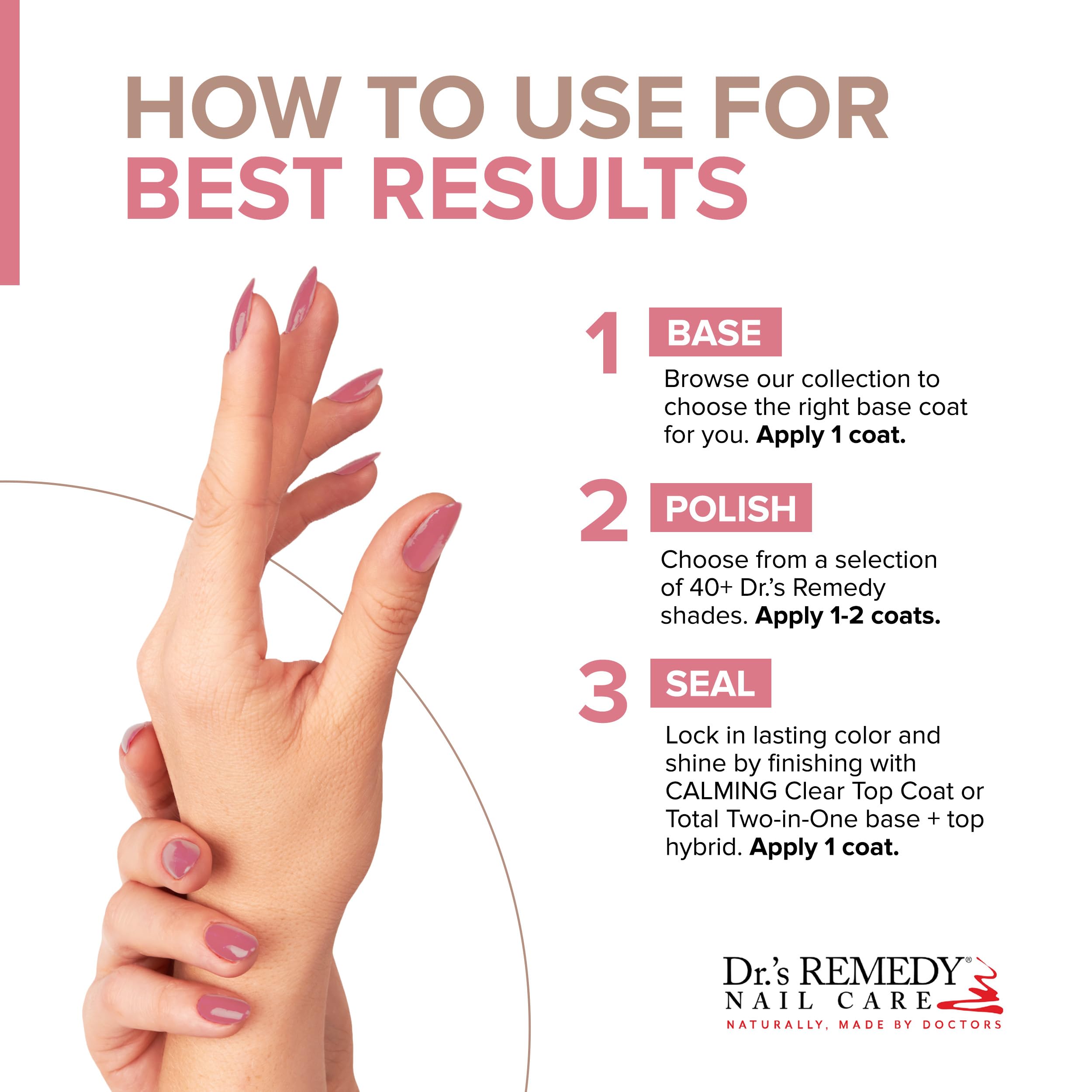 Dr.'s Remedy bottle highlighted with organic ingredients and natural formula for healthy nail care.