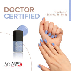Close-up of quick-dry formula for busy mornings with Dr.'s Remedy polish