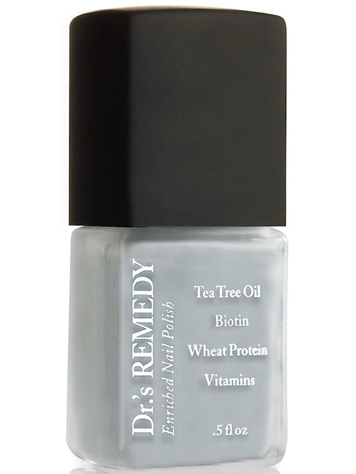 Dr.'s Remedy Enriched Nail Polish Soulful Slate Blue bottle shows long-wear, non-toxic finish.