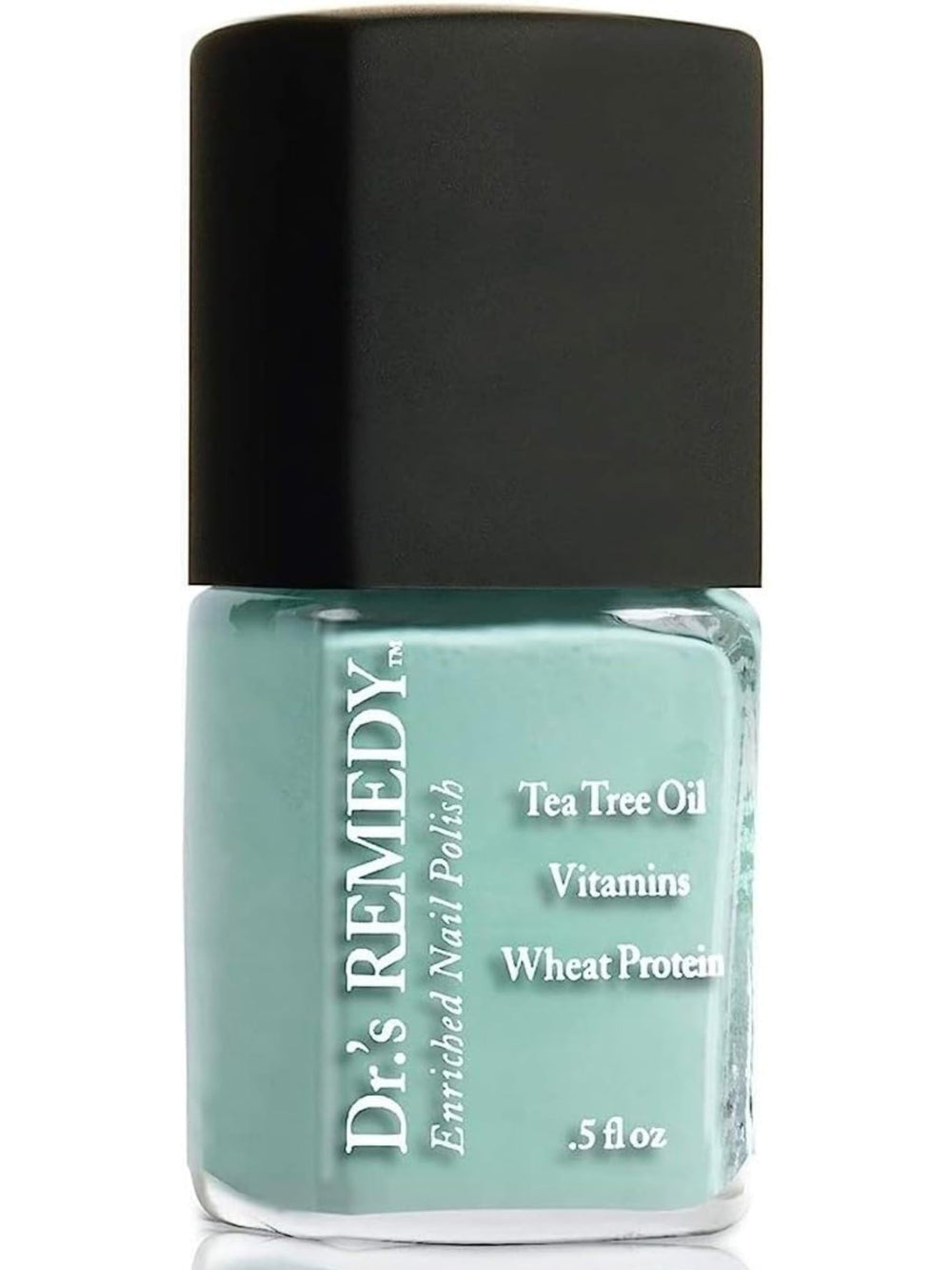Dr.'s Remedy Enriched Nail Polish turquoise bottle shows vibrant color and salon-grade shine.
