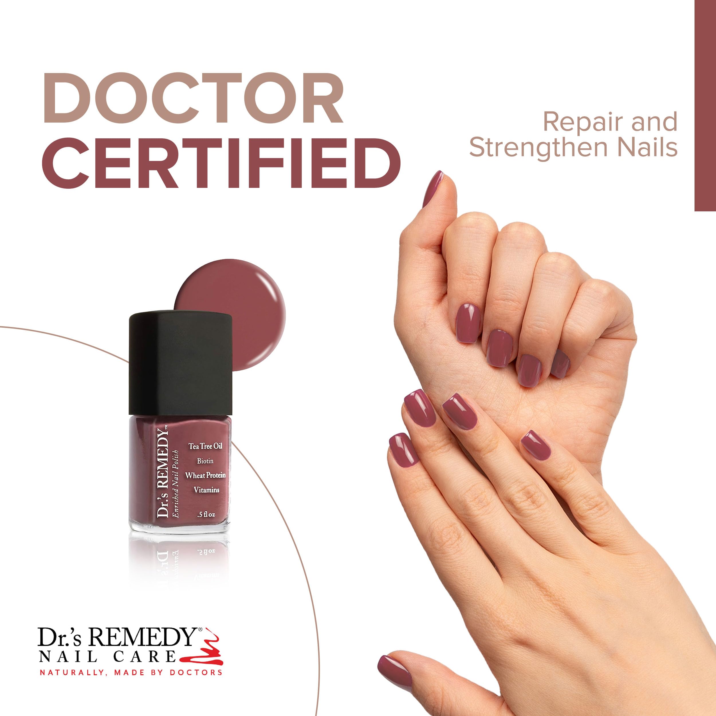 Dr.'s Remedy MELLOW Mauve brush stroke shows quick-dry, high-shine finish.