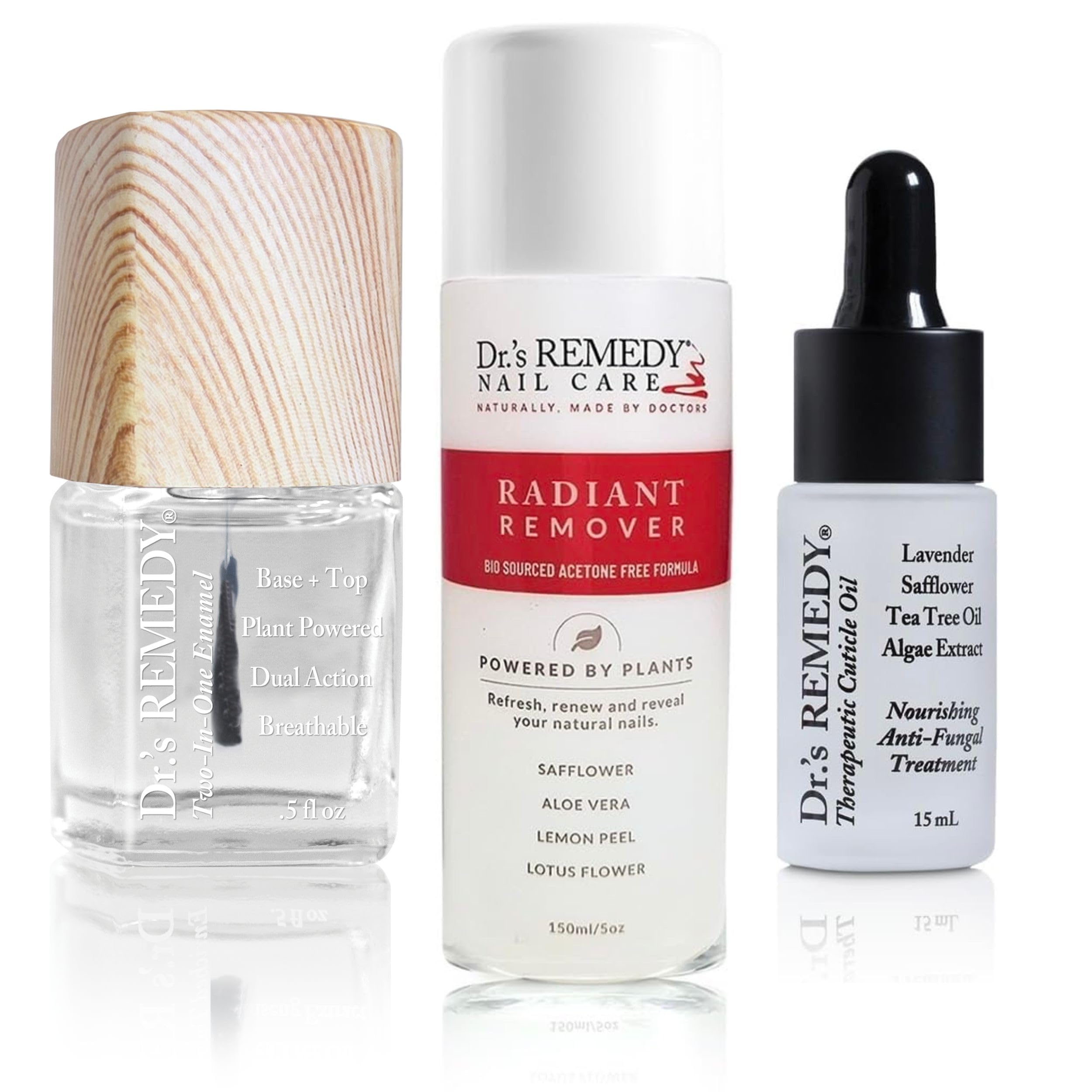Dr.'s Remedy nail polish bottle close-up showing organic formula for nourished nails.