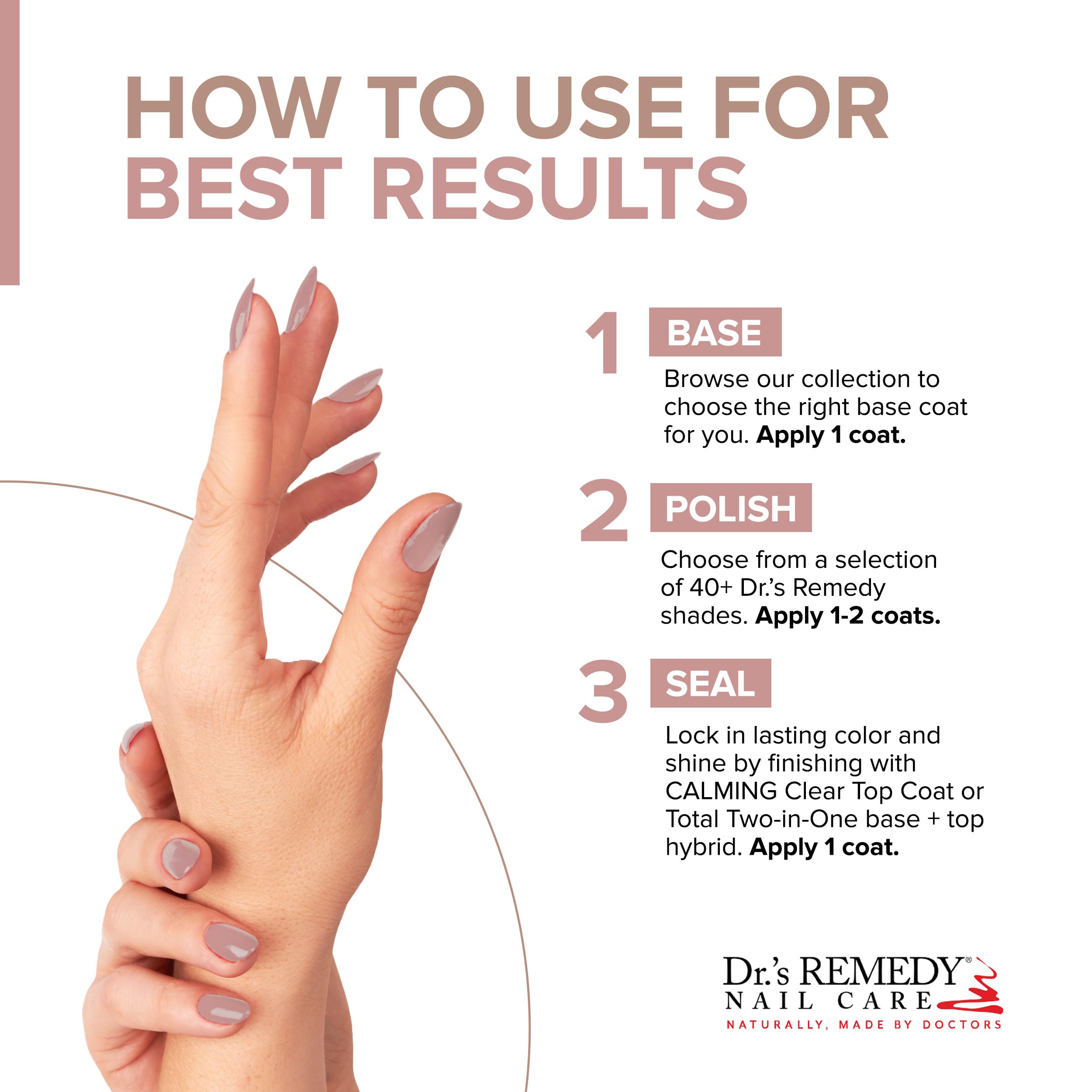 Dr. Remedy nail strengthener with natural actives and nourishing ingredients.