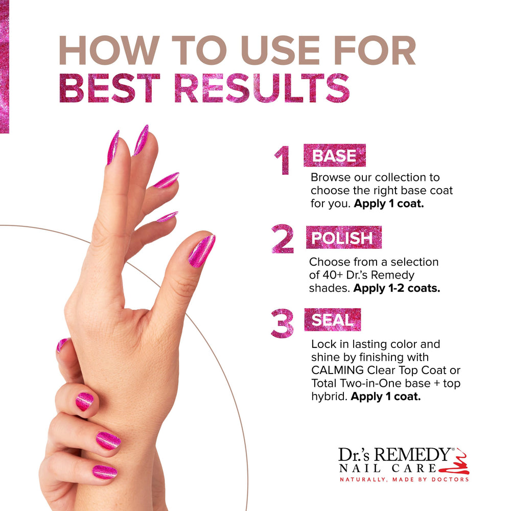 Dr.'s Remedy quick-dry polish bottle enables fast application.