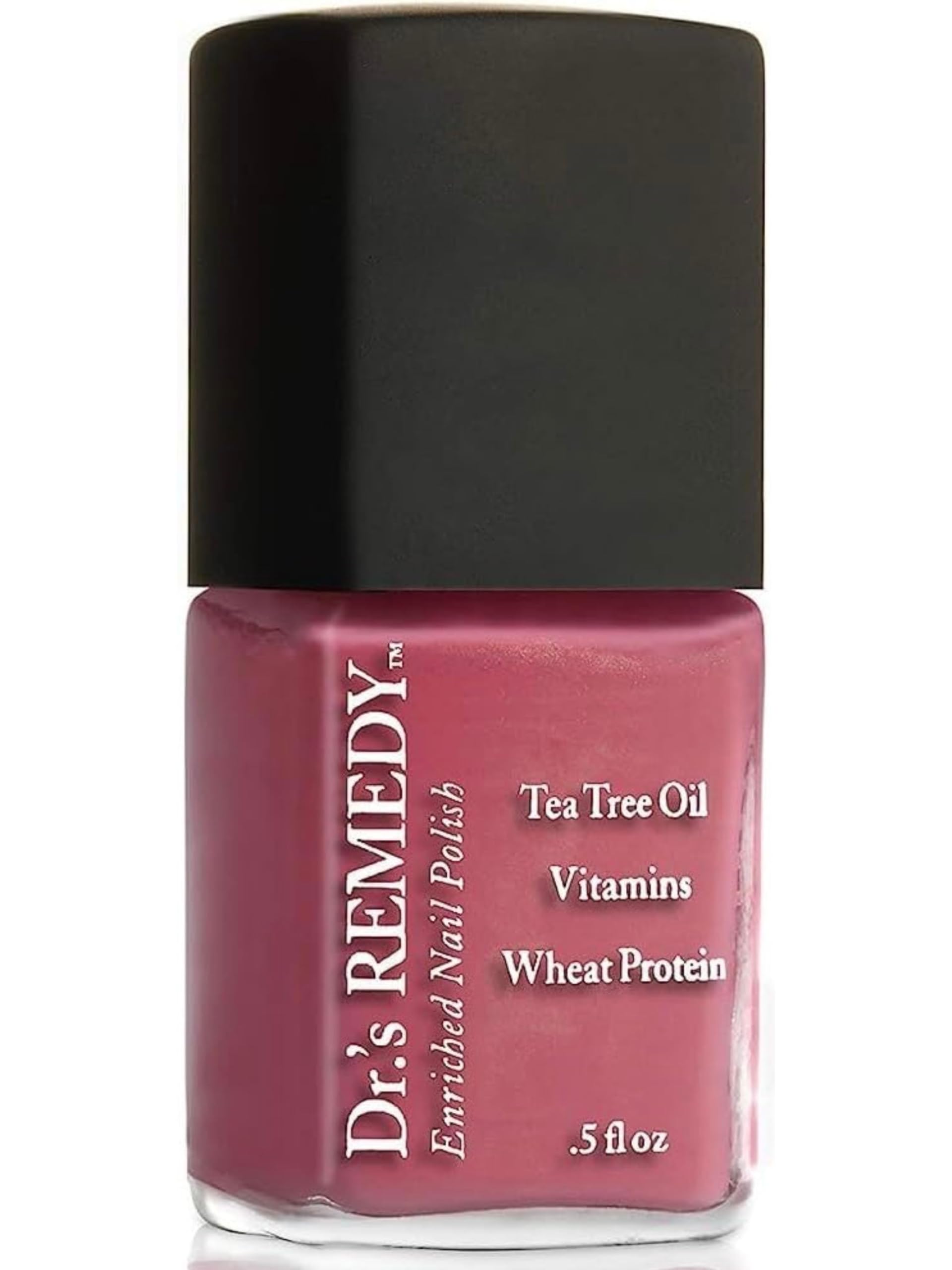 Dr.'s Remedy Relaxing Rose nail polish bottle with rich color and long-lasting shine.