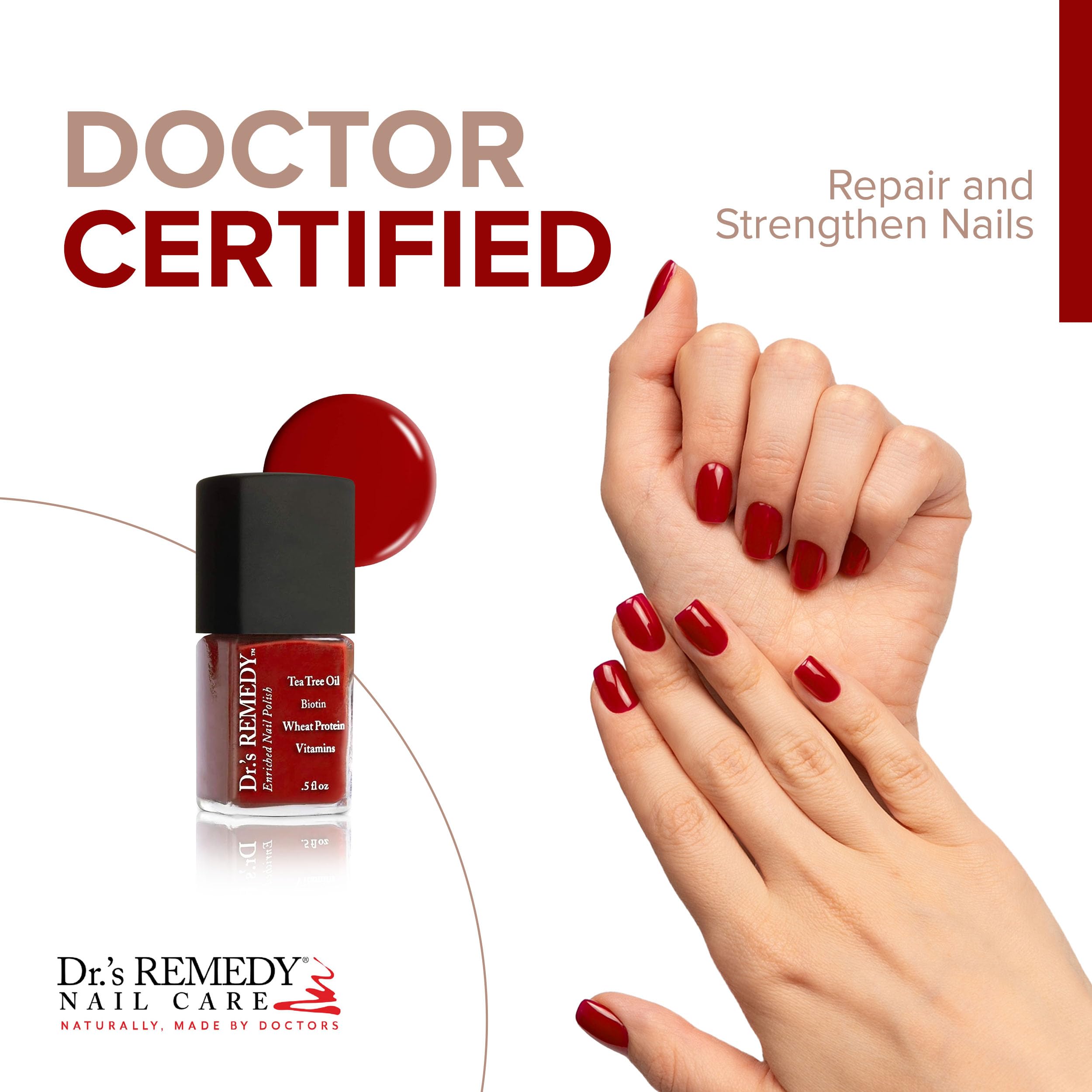 Dr.’s Remedy Rescue Red brush enables smooth, even application for a flawless finish