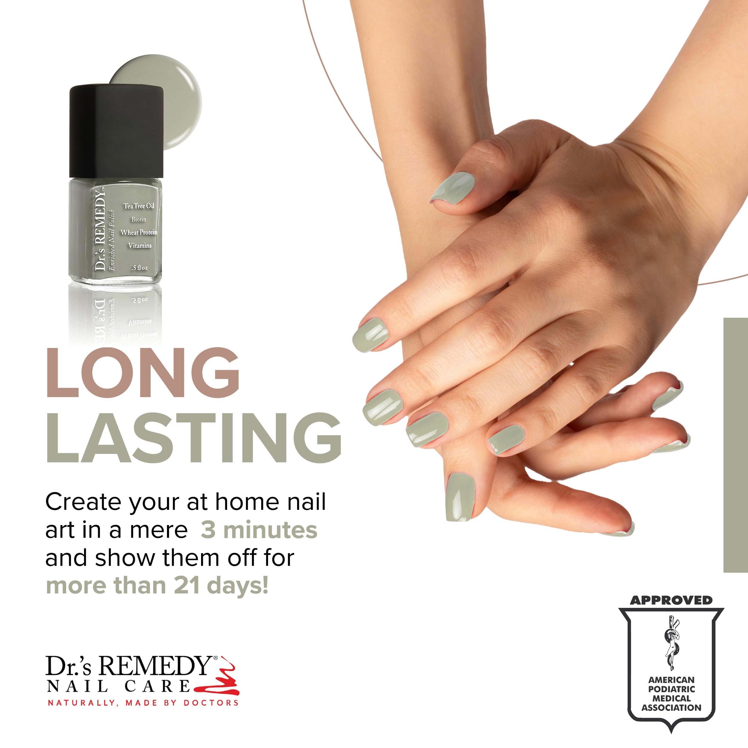 Dr.'s Remedy Serenity Sage nail closeup shows rich, calming hue with shine.