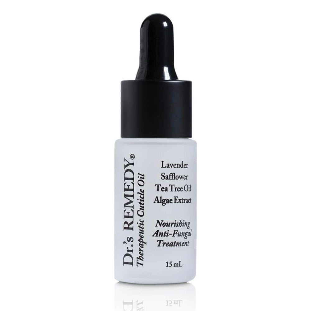 Dr.'s Remedy Therapeutic Caress Cuticle Oil bottle close-up for deep hydration