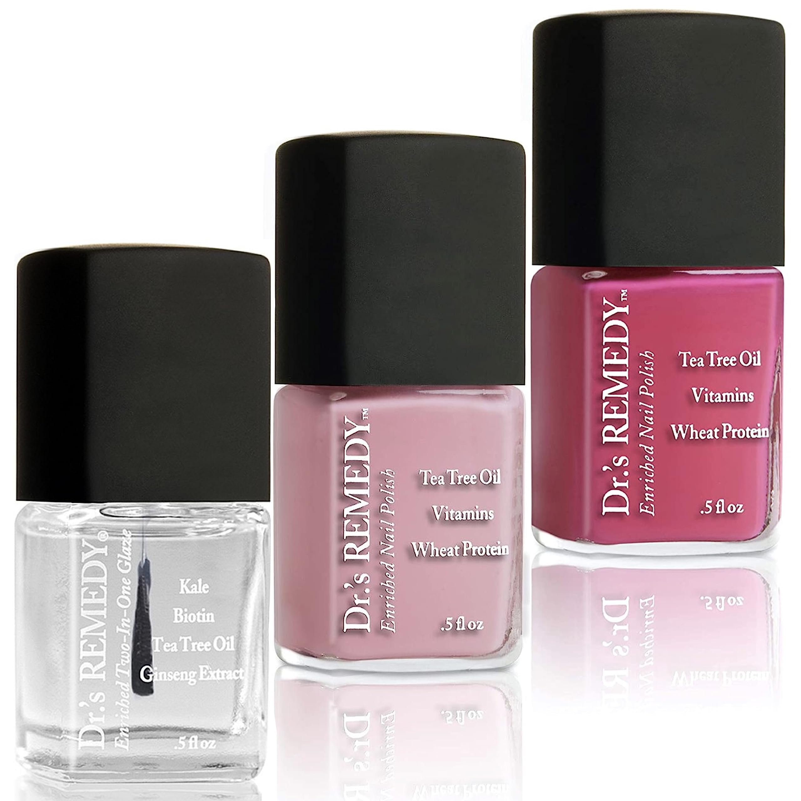 Drs Remedy Think Positive Trio pack front: all-natural nail care ensemble.