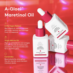 Close-up of Drunk Elephant A-Gloei Maretinol Oil texture highlighting silky moisture delivery.