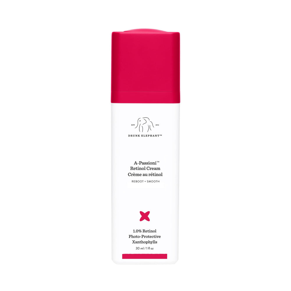 Drunk Elephant A-Passioni Retinol Cream bottle, ideal for nightly routine.