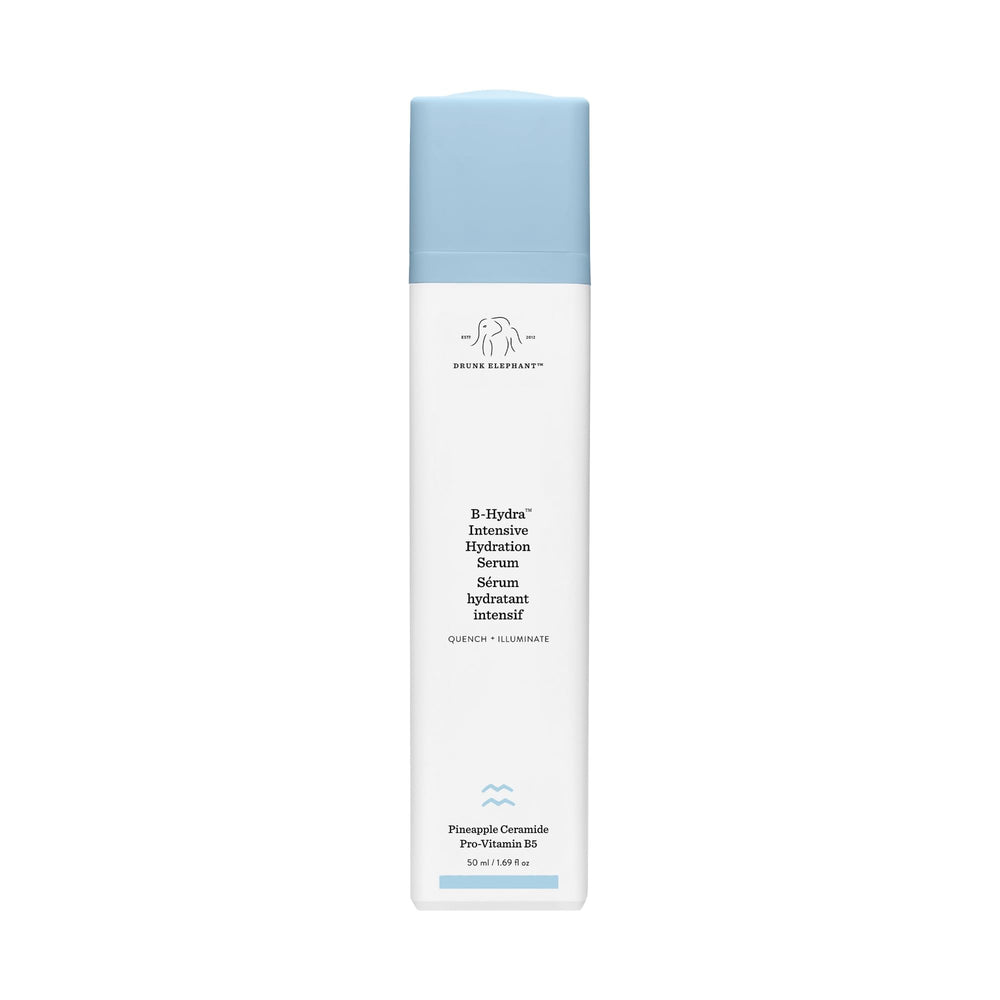 Drunk Elephant B-Hydra bottle with pump highlighting hydration benefits for skin