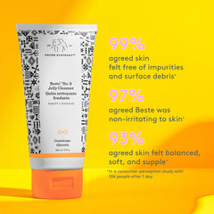 Drunk Elephant jelly cleanser foamy lather for makeup and sunscreen removal.