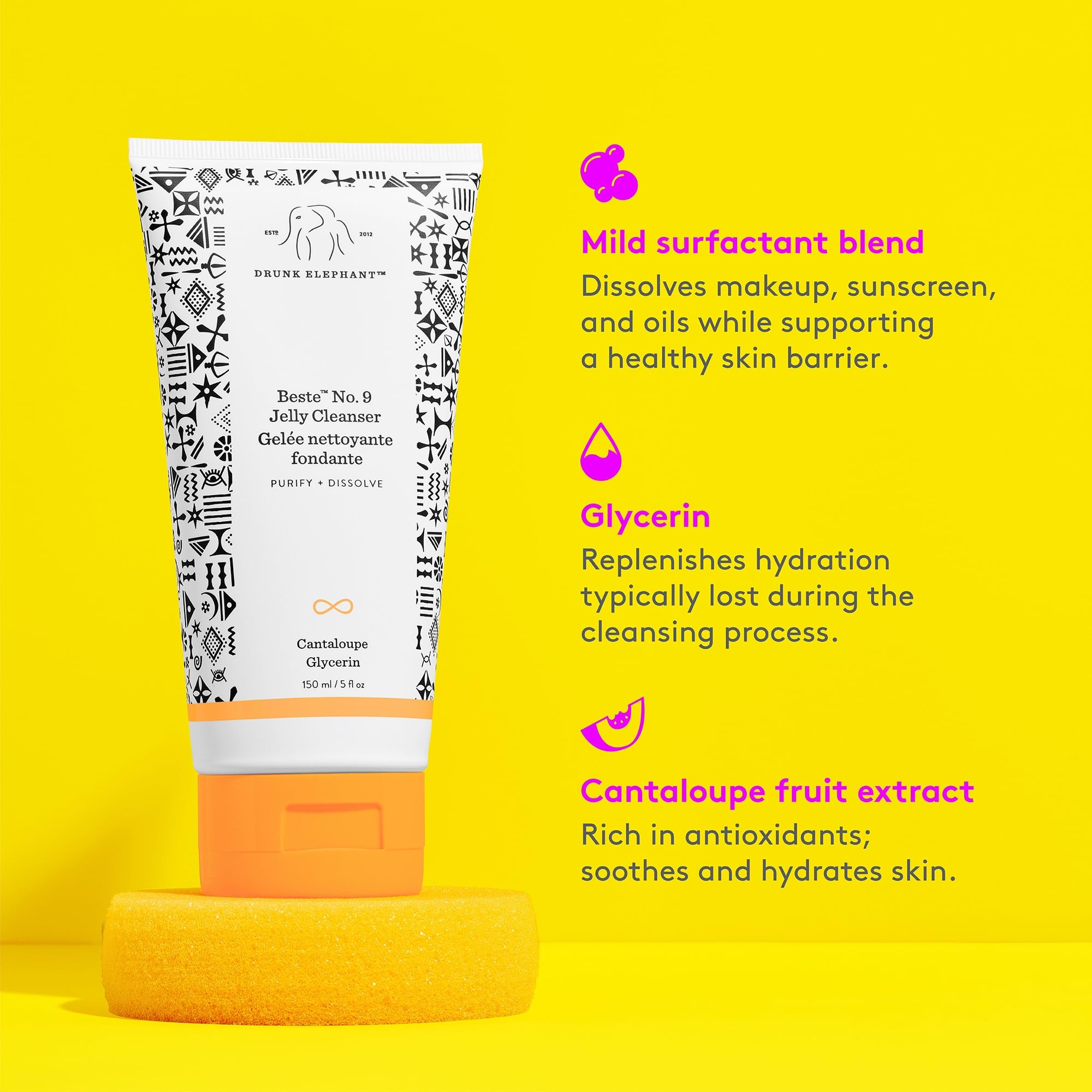 Drunk Elephant Beste No. 9 applied to skin shows hydrating cleanse.