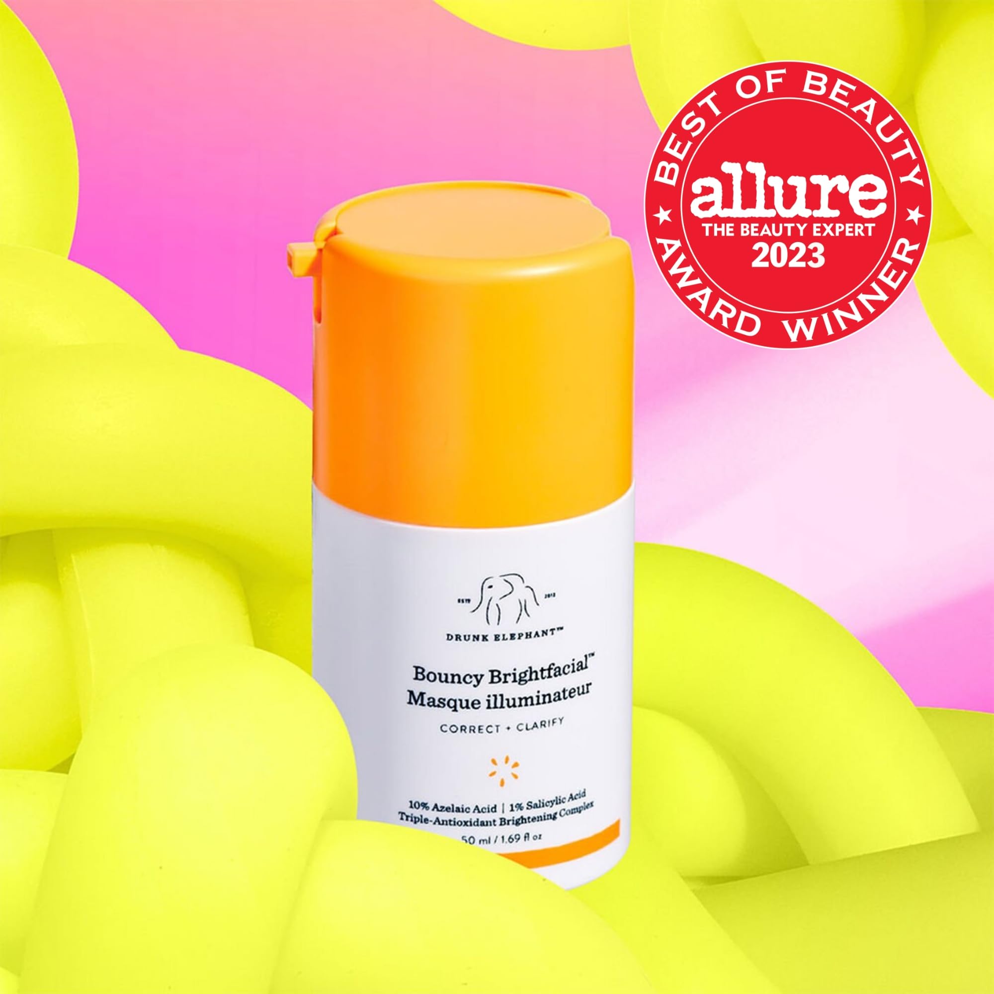 Drunk Elephant Bouncy Brightfacial texture reveals creamy mask designed to even skin tone
