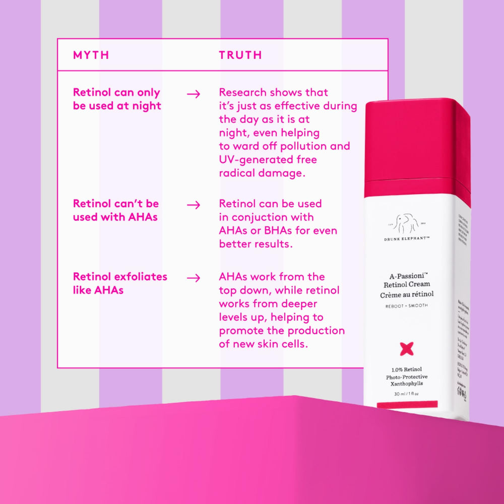 Drunk Elephant logo with A-Passioni display for premium skincare.