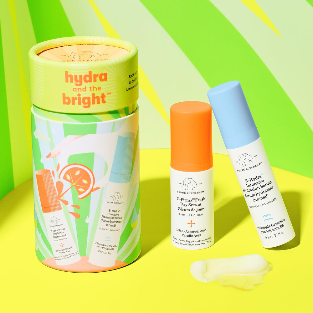 C-Firma serum pump showing 15% vitamin C for brightening potential.