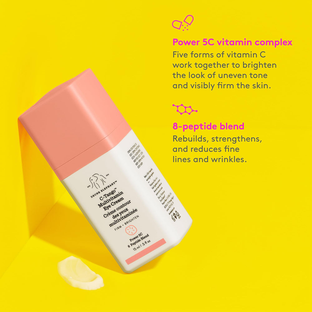 Drunk Elephant C-Tango Eye Cream under-eye application demonstrates gentle targeting.
